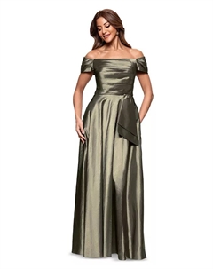 Женское платье из тафты с открытыми плечами, зеленый Xscape