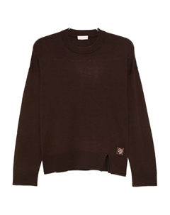 Свитер с логотипом и разрезом по подолу, коричневый Liu jo