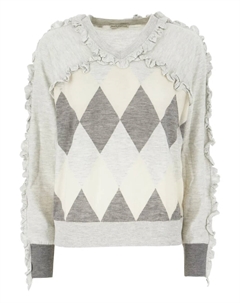 Свитер с ромбовидным узором и отделкой рюшами, серый Ballantyne