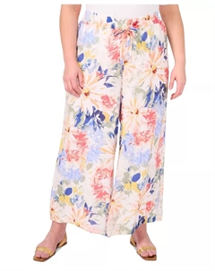 Плюс сайз брюки с цветочным принтом и асимметричным подолом, мультиколор Vince camuto