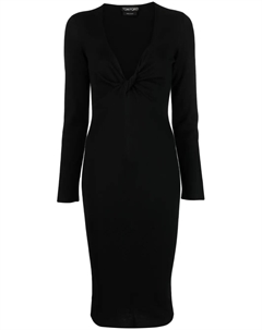 Трикотажное платье с V-образным вырезом, черный Tom ford