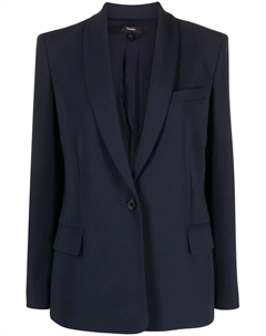 Однобортный блейзер с воротником-шалькой, синий Theory