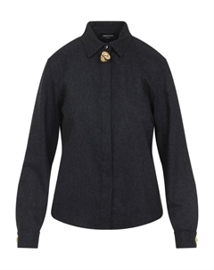 Шерстяная рубашка с золотыми пуговицами, черный Fabiana filippi