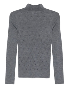 Декорированный шерстяной топ с высоким воротником, серый Liu jo