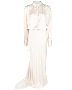 Атласное платье с длинными рукавами, нейтральный The attico