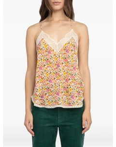 Топ с цветочным принтом и кружевной отделкой, оранжевый Zadig&voltaire