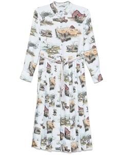 Плиссированное платье макси, синий Thom browne