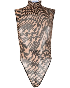 Сетчатое боди с принтом, черный Mugler