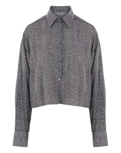 Рубашка с кристаллами и узором в елочку, серый Ermanno scervino