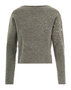 Украшенный ребристый свитер, серый Liu jo