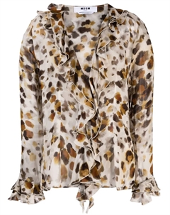 Шифоновая блузка с абстрактным принтом, нейтральный Msgm