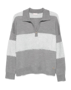 Полосатый свитер с воротником поло, серый Liu jo