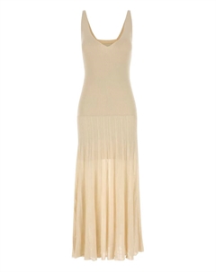 Ребристое платье миди с V-образным вырезом, нейтральный Isabel marant