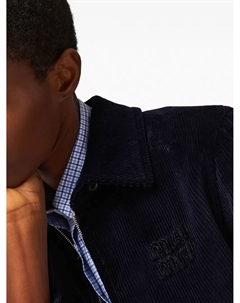 Бомбер с нашивкой-логотипом, синий Miu miu