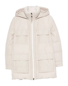 Пуховик с капюшоном и карманами-клапанами, нейтральный Brunello cucinelli