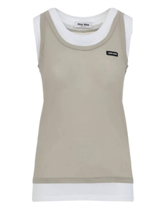 Многослойный топ без рукавов, нейтральный Miu miu