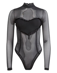 Сетчатое боди с оборками, черный Fleur du mal