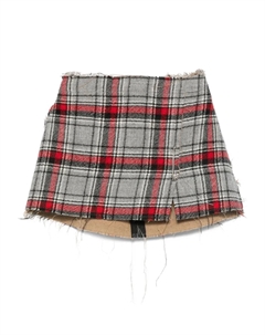 Клетчатая юбка мини с бахромой, серый R13