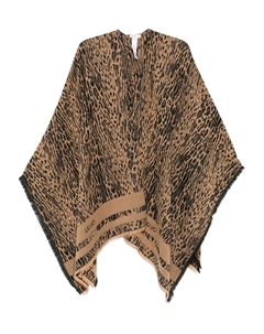 Пончо с леопардовым принтом и бахромой, нейтральный Liu jo