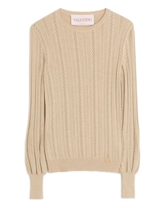 Пуловер решетчатой вязки, нейтральный Valentino garavani