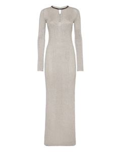 Платье макси в рубчик, нейтральный Brunello cucinelli