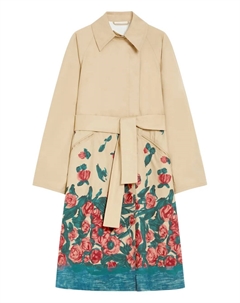 Тренч с цветочным принтом и поясом, нейтральный Weekend max mara
