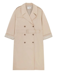 Двубортный тренч с поясом, нейтральный Mm6 maison margiela