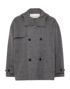 Двубортное пальто с капюшоном, серый Jw anderson