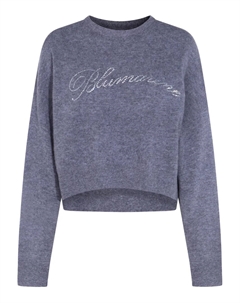 Шерстяной свитер, украшенный кристаллами, серый Blumarine