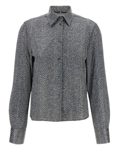 Рубашка с узором «елочка», украшенная стразами, серый Ermanno scervino