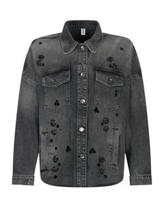 Джинсовая куртка, украшенная стразами, черный Liu jo