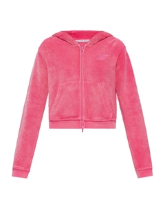 Толстовка с капюшоном и застежкой-молнией, украшенный вышитыми листьями, розовый Alexander wang