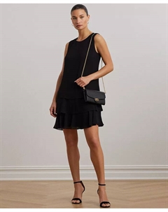 Женское платье-трапеция из креп-жоржета с эффектом "кринкл", черный Lauren ralph lauren