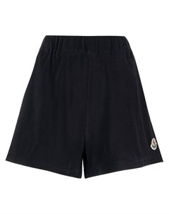 Велюровые шорты с нашивкой-логотипом, синий Moncler
