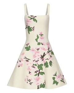 Жаккардовое платье с цветочным узором, белый Oscar de la renta