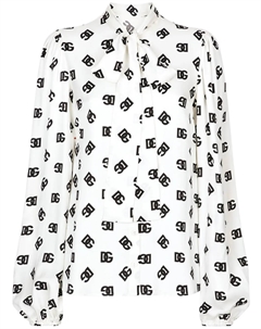 Рубашка с шарфом и логотипом, белый Dolce&gabbana