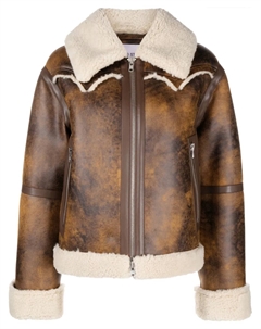 Куртка на молнии с меховой отделкой, коричневый Stand studio