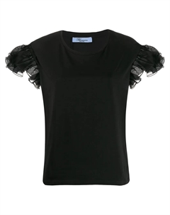 Футболка с оборками на рукавах, черный Blumarine
