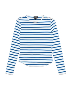 Полосатая футболка с пуговицами на плече, белый A.p.c.