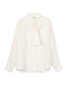 Шелковая рубашка с завязками, белый Sandro