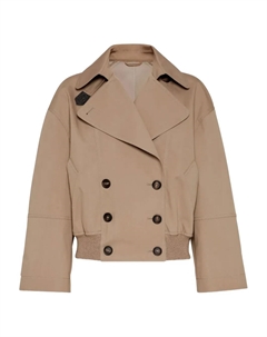 Двубортный тренч, коричневый Brunello cucinelli