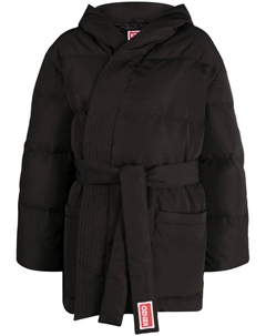 Пуховик с запахом и поясом, черный Kenzo