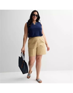 Шорты из твила больших размеров с застежкой, цвет cedar elm Croft & barrow