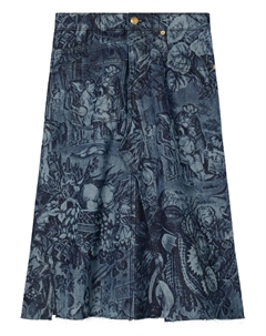 Джинсовая юбка с принтом, синий Tory burch