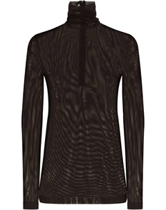 Прозрачный сетчатый топ с полумолнией, черный Dolce&gabbana