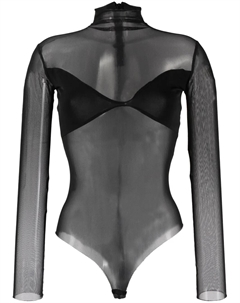 Полупрозрачное боди с высоким воротником, черный Atu body couture