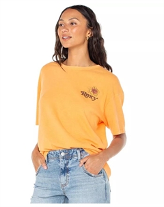 Юношеская хлопковая оверсайз футболка Vamos с принтом, оранжевый Roxy