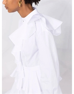 Платье-рубашка с оборками, белый Alexander mcqueen