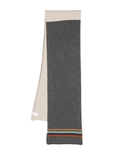 Двухцветный шарф с полосатой каймой, серый Paul smith