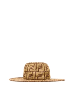 Широкополая шляпа с мотивом FF, нейтральный Fendi
